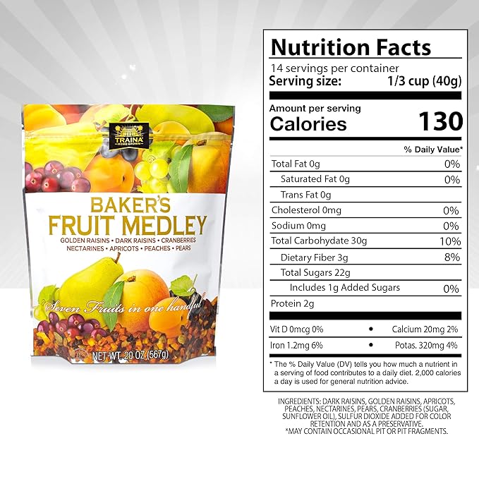 Traina Home Grown Baker?셲 Fruit Medley - Diced Peaches, Cranberries, Apricots, Pears, Nectarines