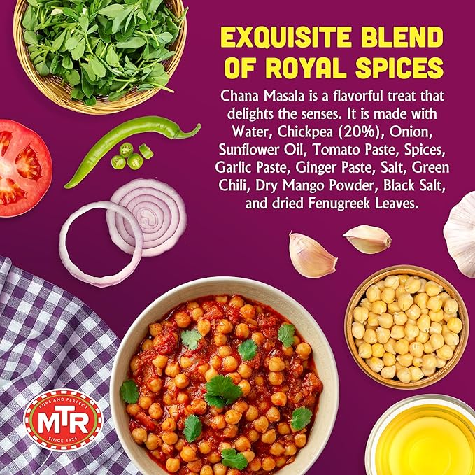 MTR - Minute Meals: Chana Masala - Savory Chickpeas in Spiced Gravy - Authentic Indian Ready-to-Eat