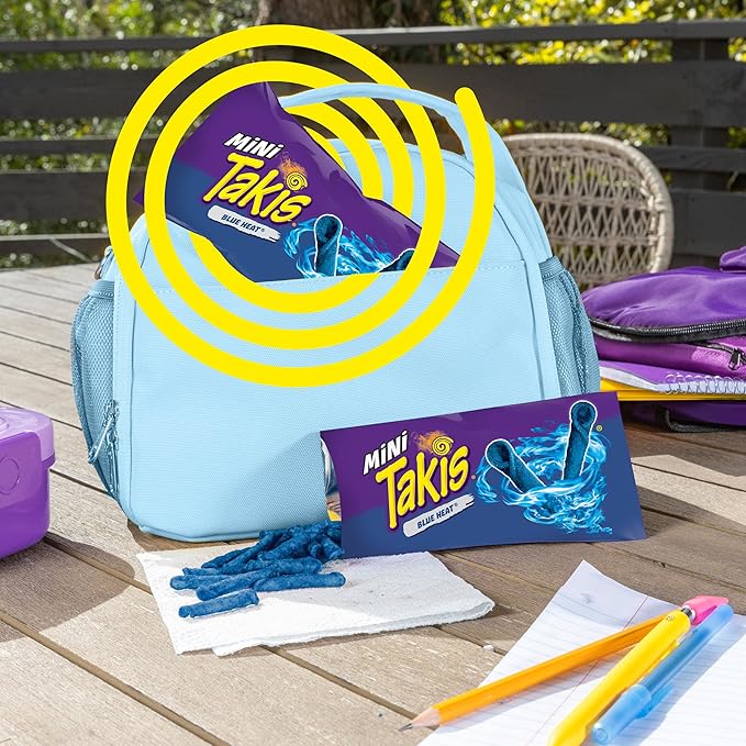 Takis Blue Heat Mini 25 pc / 1.23 oz Bite Size Multipack, Hot Chili Pepper Flavored Extreme Spicy