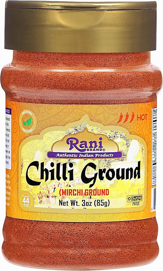 Rani Chilli Powder (Mirchi) Ground Indian Spice 3oz (85g) PET Jar ~ All Natural | Salt-Free | Vegan