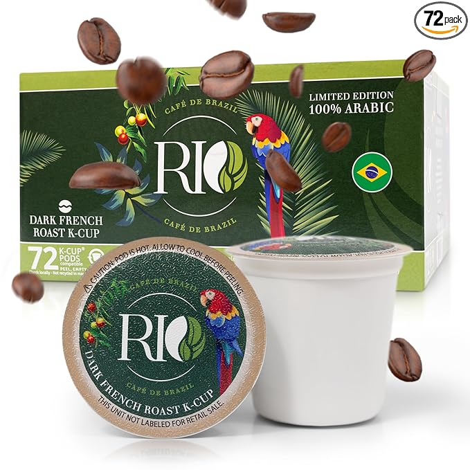 Rio Cafe de Brazil Kcup Coffee Pods - 72 Count, Dark Roast Coffee with Dark Chocolate and Roasted