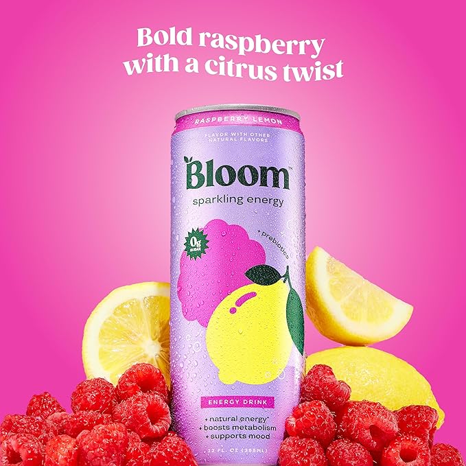 Bloom Nutrition Sparkling Energy Drink for Focus, Natural Caffeine, Zero Sugar, 180mg Caffeine