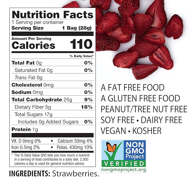 Brothers All Natural Freeze Dried Fruit Crisps, Strawberry, 1 Oz (Pack of 8), Made with 100% Fruit