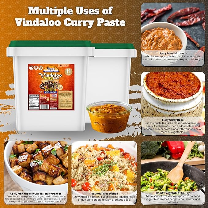 Rani Vindaloo Curry Cooking Spice Paste, Hot! 176oz (11lbs) 5kg Bulk ~ No Colors | All Natural |