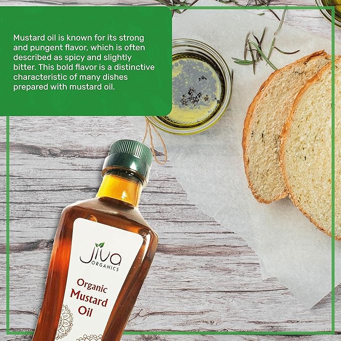 Jiva Organics Organic Mustard Oil 1 Liter Bottle (33.8 Ounce) - Non-GMO, Premium, Cold Pressed