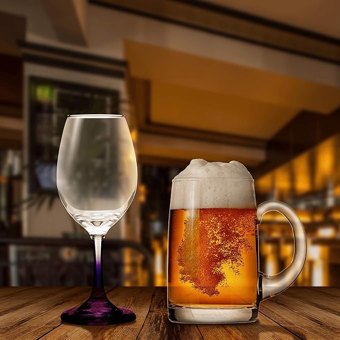 DISCOUNT PROMOS Rioja Wine Glasses with Stem 10 oz. Set of 10, Bulk Pack - Color Bottom, Perfect