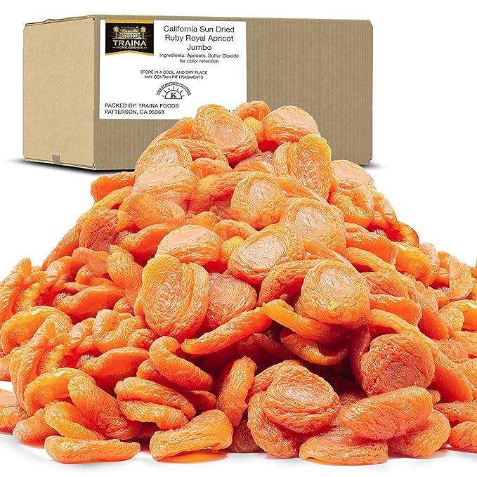 Traina Home Grown California Sun Dried Jumbo Ruby Royal Apricot Halves - SEASONAL/LIMITED