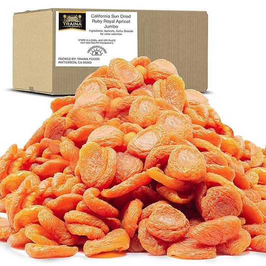 Traina Home Grown California Sun Dried Jumbo Ruby Royal Apricot Halves - SEASONAL/LIMITED