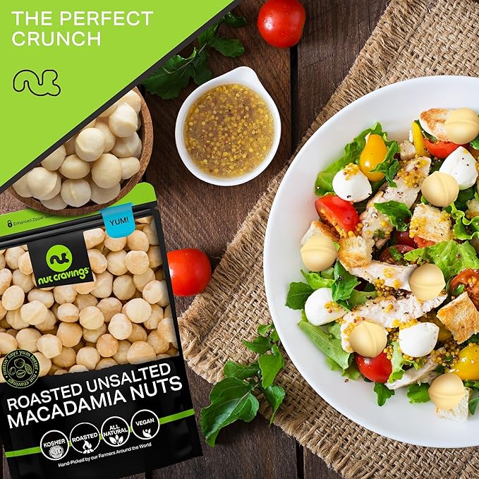 NUT CRAVINGS - Roasted Macadamia Nuts - No Shell, (8oz - 1 Pack) Bulk Nuts Packed Fresh in