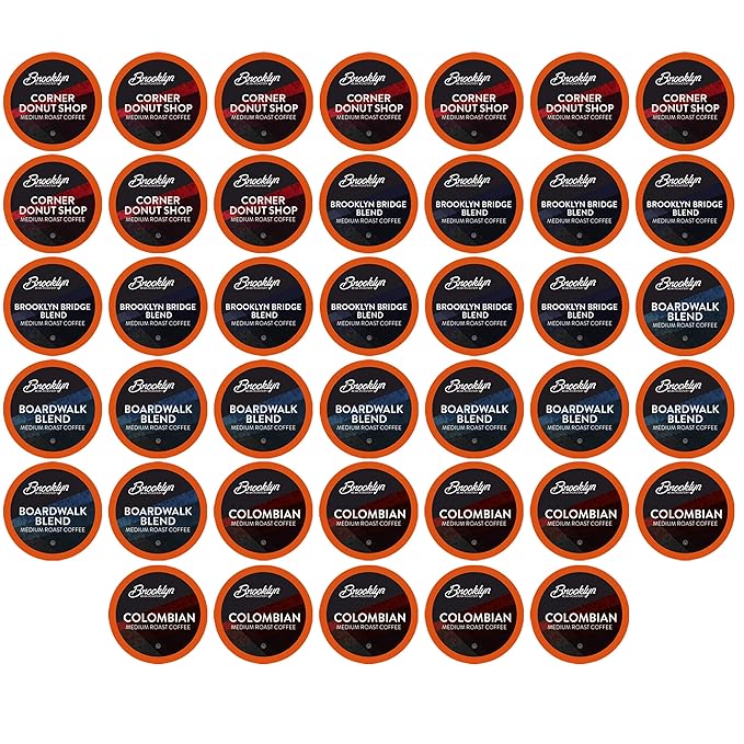 Brooklyn Beans Coffee Pods, Medium Roast Gourmet Variety Pack - Compatible with Keurig K Cup