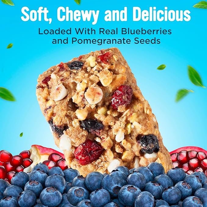 Cooper Street Blueberry Pomegranate Granola Bakes (48 Count) – Individually Wrapped Soft and Chewy