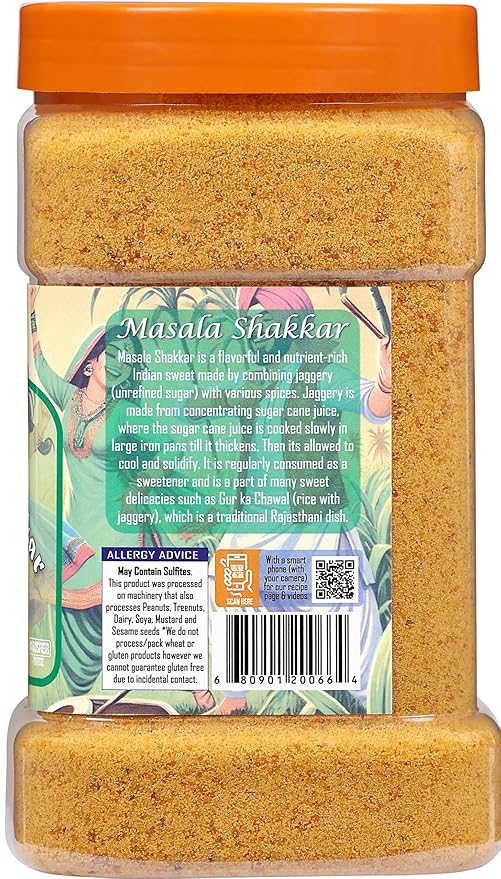 Rani Masala Shakkar (Indian Spiced Jaggery Powder) Unrefined Raw Cane Sugar 35oz (2.2lbs) 1kg PET