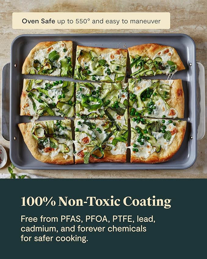 Caraway Non-Stick Ceramic Baking Sheet Duo - Naturally Slick Ceramic Coating - Non-Toxic, PTFE &