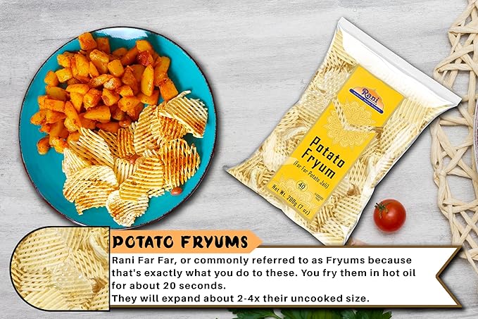 Rani Far Far / Fryums (Wheat & Tapioca Pellet) Potato Jhali 7oz (200g) ~ Vegan, Kosher, Uncooked