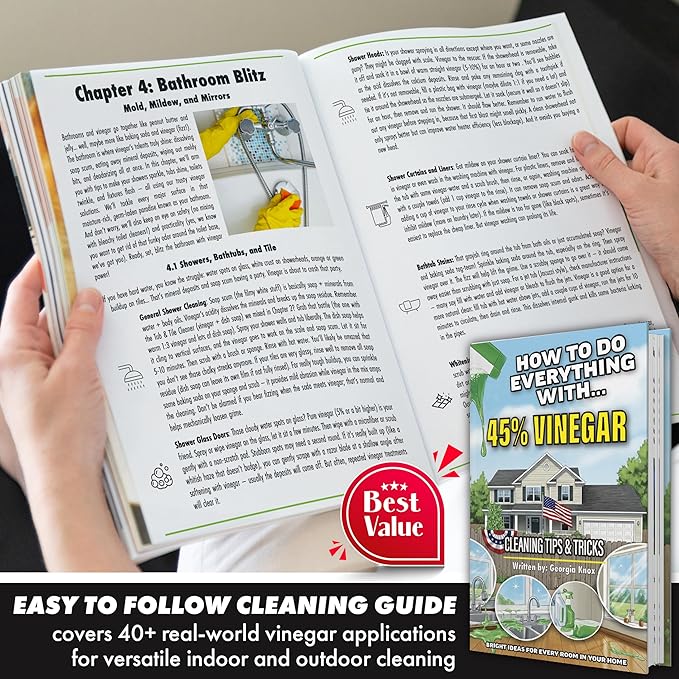 Nature's Freedom 45% Concentrated Vinegar, 1 Gallon with “How to Use Vinegar” Cleaning Book