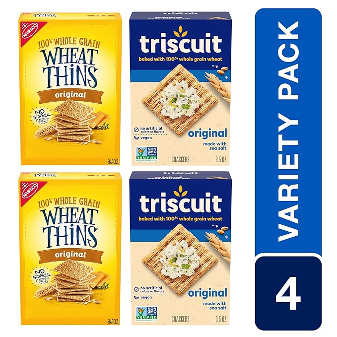 Triscuit Original Whole Grain Wheat Vegan Crackers and Wheat Thins Original Whole Grain Wheat