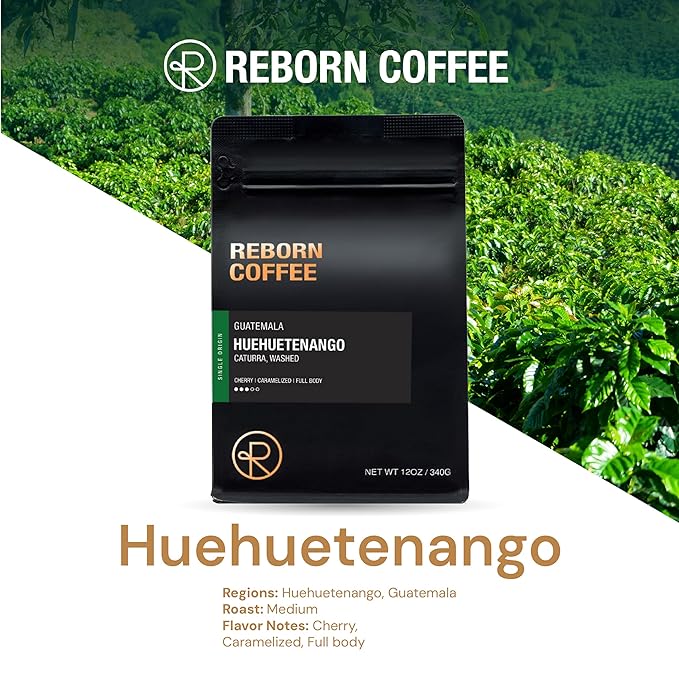 Reborn Coffee Specialty Whole Bean Coffee, Medium Roast, 12 Ounce, Guatemala Huehuetenango, Flavor