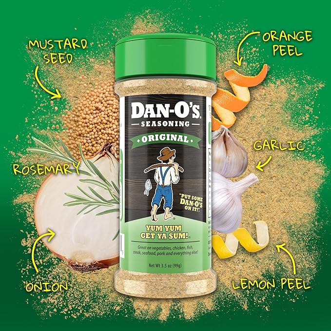 Dan-O's 6 Bottle Seasoning Set, Small Bottles, 6 Pack, Includes Original, Spicy, Chipotle, Crunchy