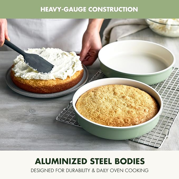 GreenPan Bakeware Set, 7 Piece Nonstick Ceramic Gold Handle Baking Sheets, Cake Pans, Loaf Pan