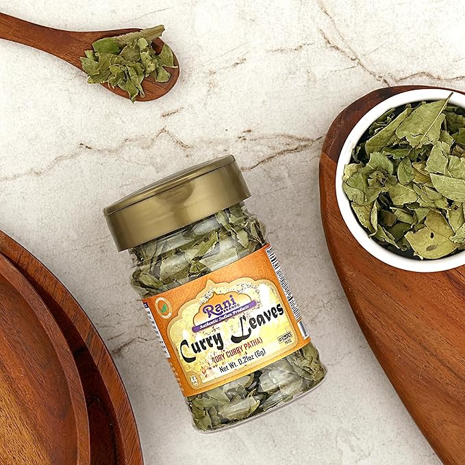 Rani Dried Curry Whole Leaves (Kari Neem Patha) Indian Spice 0.21oz (6g) PET Jar ~ Non-irradiated |
