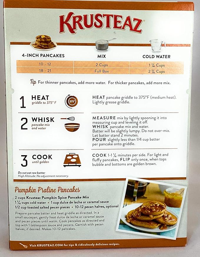 Krusteaz Baking Mix, Pumpkin Spice Complete Pancake Mix, Light & Fluffy, Made with Real Pumpkin &