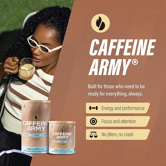 CAFFEINE ARMY Vanilla Latte | Comprehensive Functional Coffee with MCTs, CoQ10, Collagen and