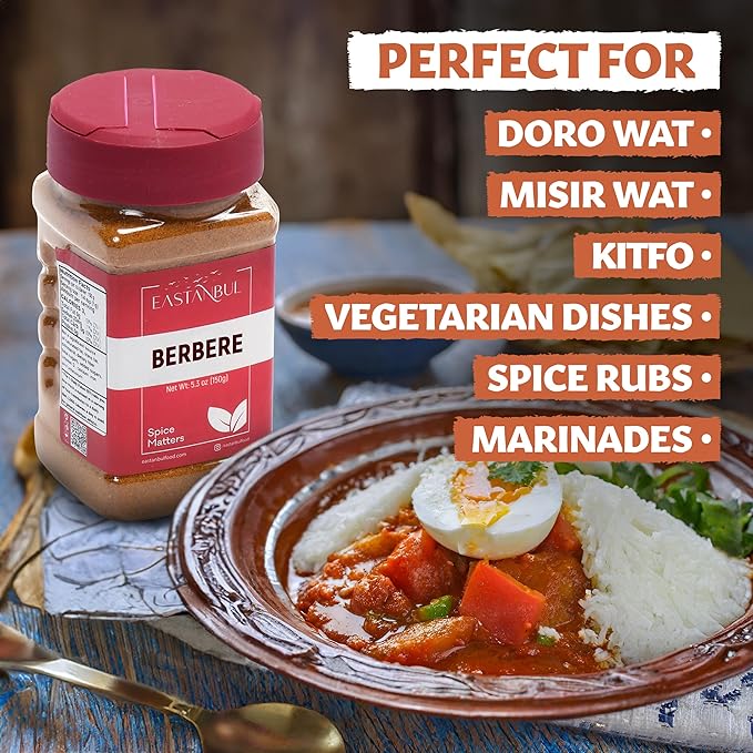 Eastanbul Berbere Spice Blend, 5.3oz Berbere Spice Ethiopian Authentic Mix, Berbere Seasoning
