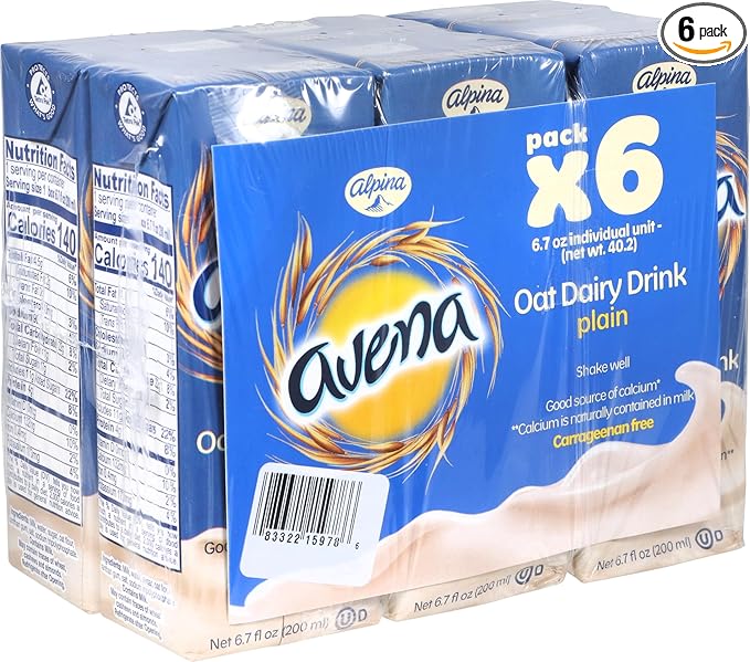 Avena Alpina Plain Oat Dairy Drink, 6.7 Ounce (Pack of 6)