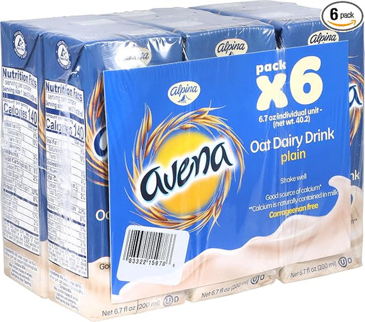 Avena Alpina Plain Oat Dairy Drink, 6.7 Ounce (Pack of 6)