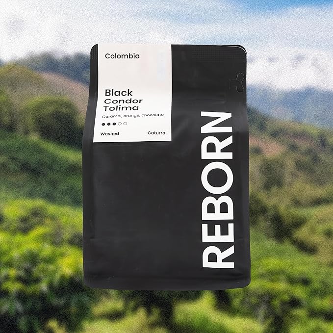 Reborn Coffee Specialty Whole Bean Coffee, Medium Roast, 12 Ounce, Colombia Black Condor Tolima