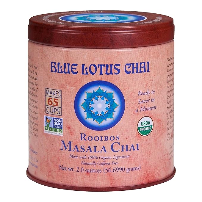 Blue Lotus Chai - Rooibos Flavor Masala Chai - Makes 65 Cups - 2 Ounce Masala Spiced Chai Powder