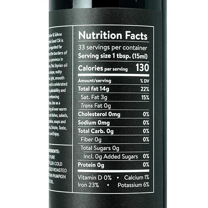 Schlacher & S철hne Styrian Pumpkin Seed Oil: 100% Pure, Cold Pressed, Non GMO, Gluten Free, Vegan