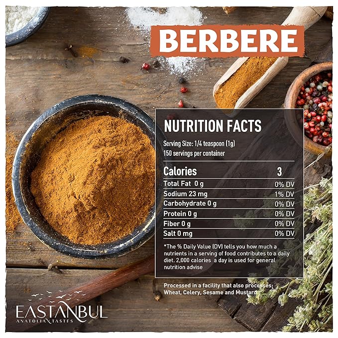 Eastanbul Berbere Spice Blend, 5.3oz Berbere Spice Ethiopian Authentic Mix, Berbere Seasoning