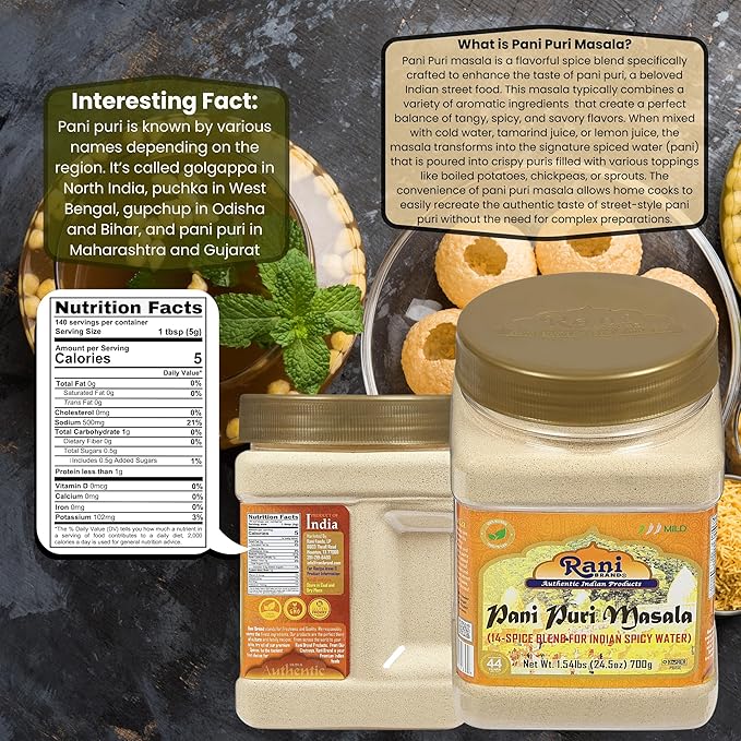 Rani Pani Puri Masala (14-Spice Blend for Indian Spicy Water) 24.5oz (1.54lbs) 700g PET Jar ~ All