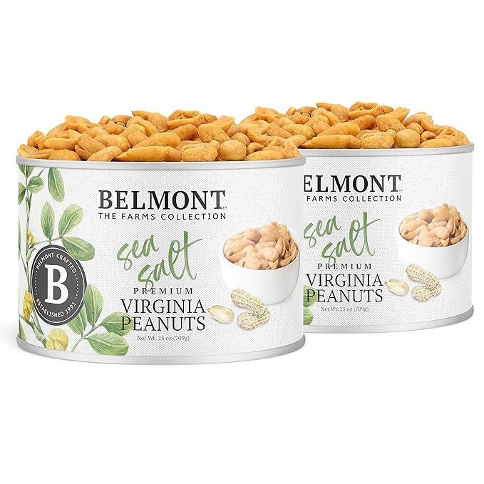 Belmont Peanuts Gourmet Sea-Salted Virginia Peanuts, 25 oz (2 Pack) ??Only 3 Simple Ingredients, No