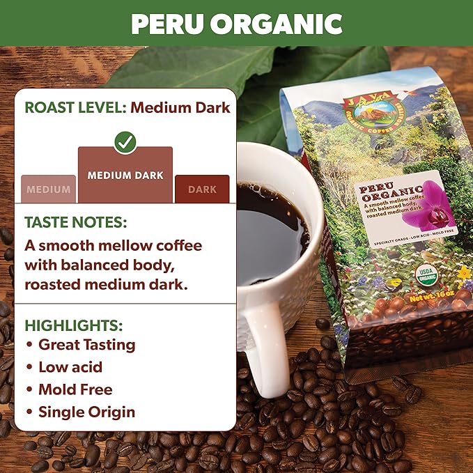 Low Acid Organic Coffee ??Whole Bean, Mold-Free & Stomach Friendly by Java Planet, Peruvian Single