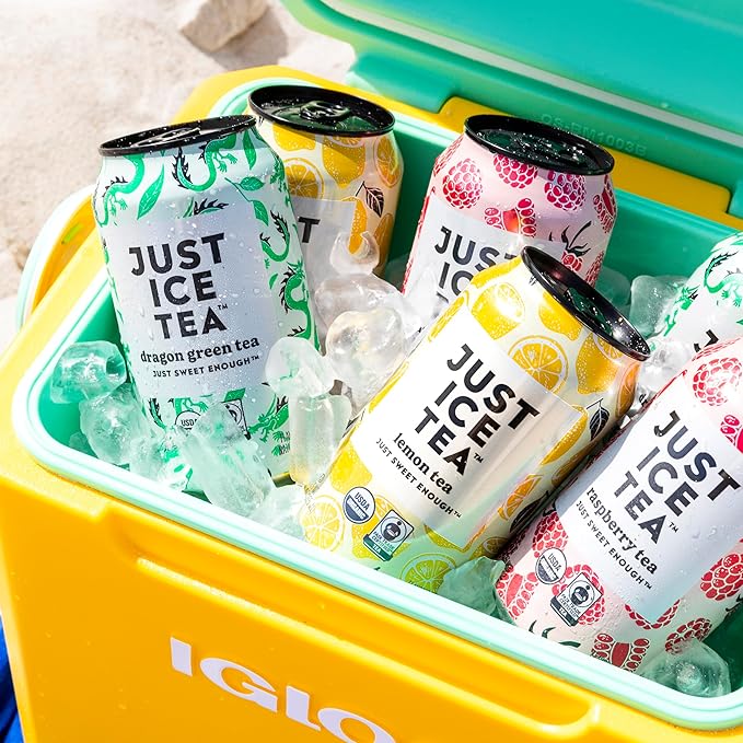 Just Ice Tea, Dragon Green Iced Tea, 24-Pack (12oz Cans), Green Tea, USDA Certified Organic, Real