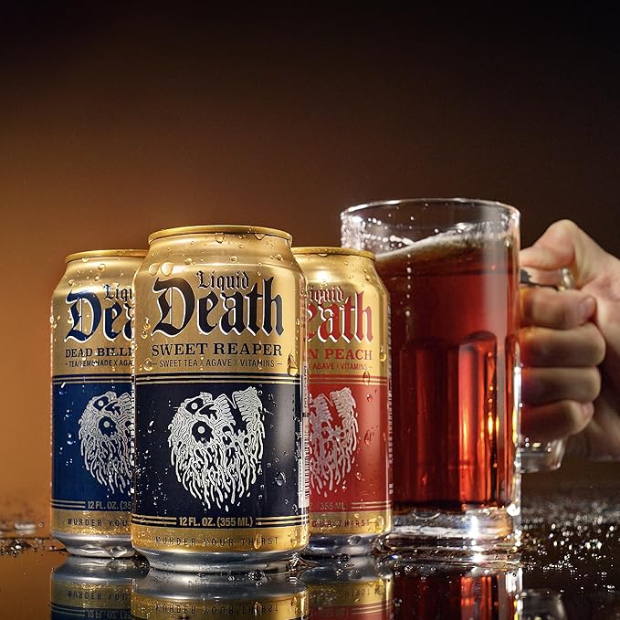 Liquid Death, Dead Billionaire Iced Tea, 12-Pack (12 oz Cans), Half Lemonade Half Black Tea, Low