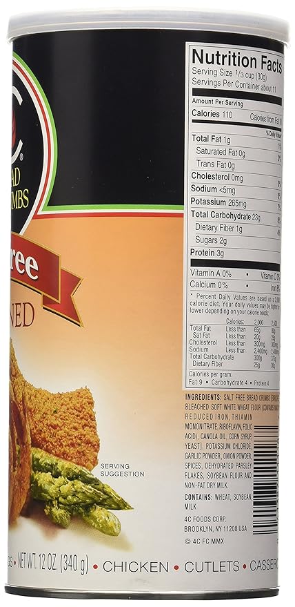 4C Salt Free Seasoned Bread Crumbs-12 oz - Pack Of 3
