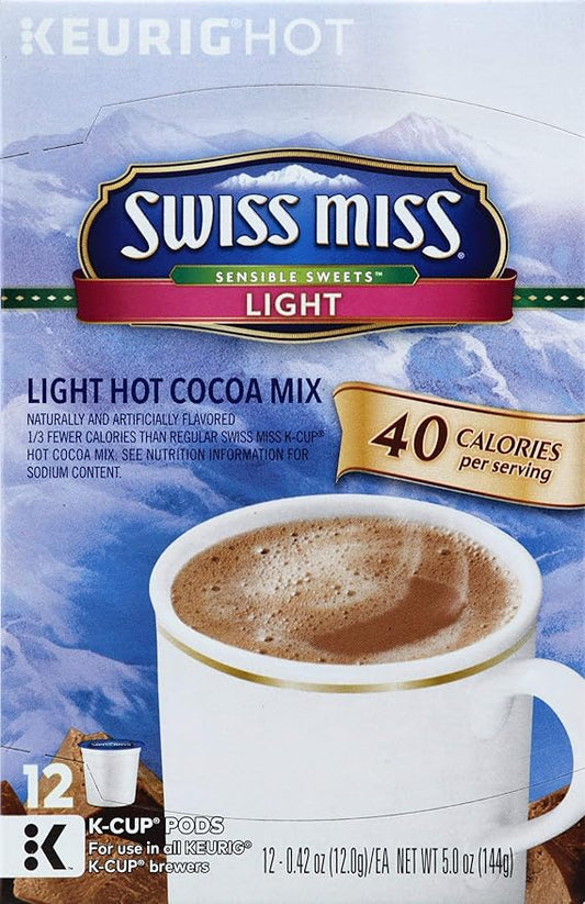 Swiss Miss Sensible Sweets Light Hot Cocoa Keurig Single-Serve K-Cup Pods, 12 Count