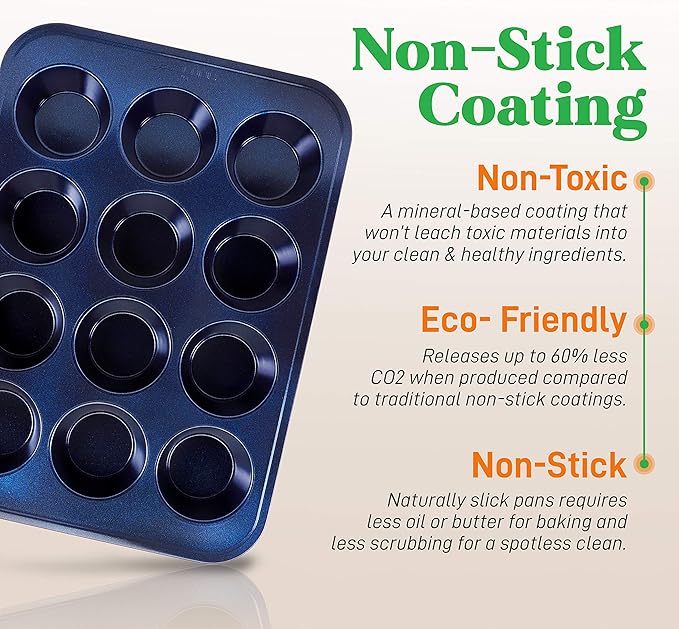 NutriChef 6-Piece Nonstick Baking Pans - Carbon Steel Non toxic Bakeware set with Cookie Sheets
