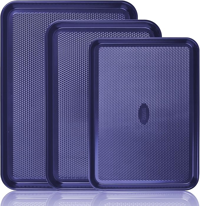 Baker's Secret Baking Sheets Non Stick, 3x Cookie Sheets for Oven, Diamond Texture Premium Air