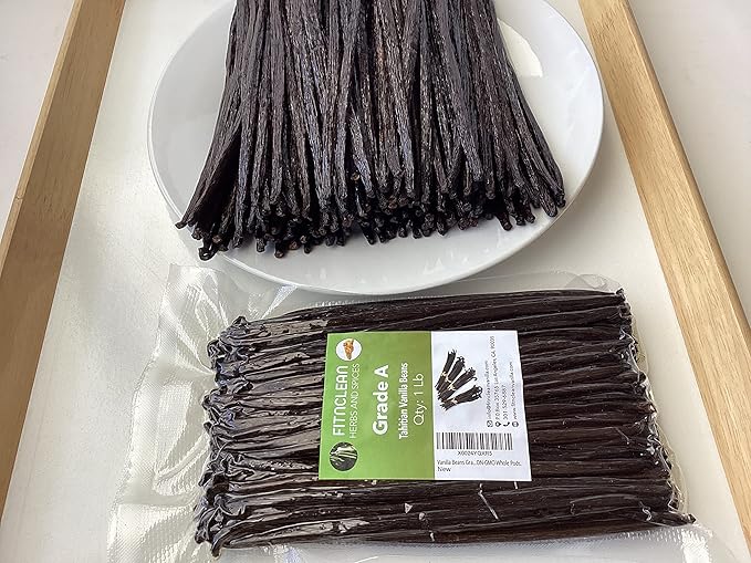 16oz Tahitian Vanilla Beans Grade A. 6"-7" Bulk for Extract, Cooking and Baking by FITNCLEAN