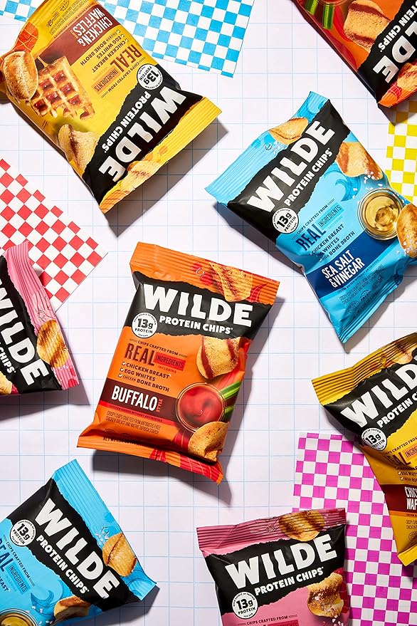 Sea Salt and Vinegar Protein Chips by Wilde Chips, Thin and Crispy, High Protein, Keto Friendly