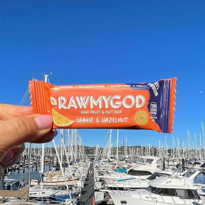 RAWMYGOD Fruit and Nut Bars, Good Source of Protein (10g, 25% protein content), Gluten Free, Vegan