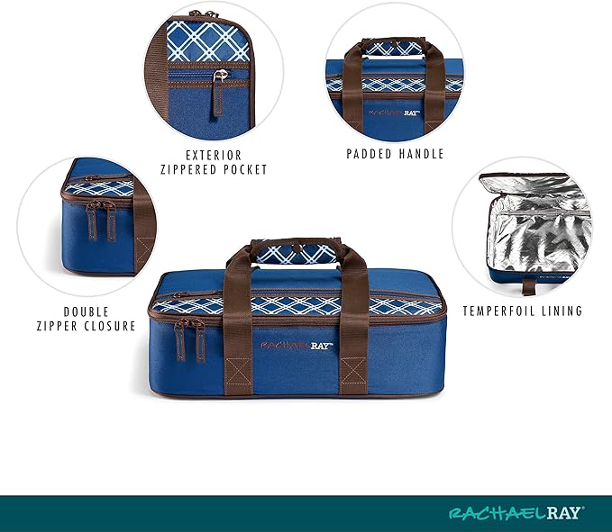 Rachael Ray Lasagna Lugger, Thermal Insulated Casserole Carrier for Hot or Cold Food, Lugger Tote