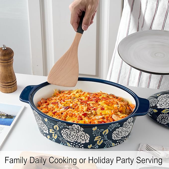 Ceramic Casserole Dish With Lid, Casserole Dishes for Oven, Baking Dish Lasagna Pans For Cooking