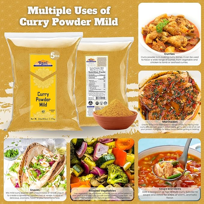 Rani Curry Powder Mild (10-Spice Authentic Indian Blend) 80oz (5lbs) 2.27kg Bulk ~ All Natural |