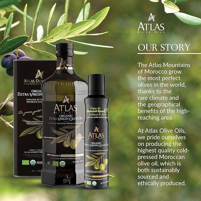 Cooking Oil by Atlas, Extra Virgin Olive Oil Spray, Dual Function Spray and Stream, 5.4 fl oz, 6