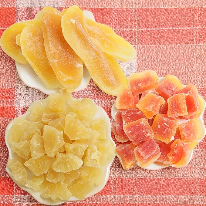Anna and Sarah, Unsulphured Tropical Dried Fruit Mix Pineapple Tidbits, Mango Slice and Papaya